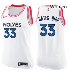 Womens Nike Minnesota Timberwolves 33 Keita Bates Diop Swingman White Pink Fashion NBA Jersey Womens Nike Minnesota Timberwolves 33 Keita Bates Diop Swingman White Pink Fashion NBA Jersey