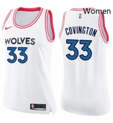 Womens Nike Minnesota Timberwolves 33 Robert Covington Swingman White Pink Fashion NBA Jersey Womens Nike Minnesota Timberwolves 33 Robert Covington Swingman White Pink Fashion NBA Jersey