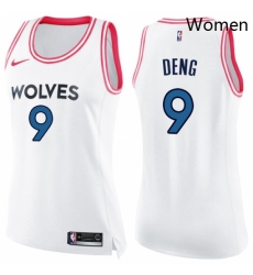 Womens Nike Minnesota Timberwolves 9 Luol Deng Swingman White Pink Fashion NBA Jersey Womens Nike Minnesota Timberwolves 9 Luol Deng Swingman White Pink Fashion NBA Jersey