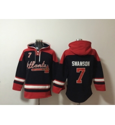 Men Atlanta Braves 7 Dansby Swanson Stitched Hoodie Men Atlanta Braves 7 Dansby Swanson Stitched Hoodie