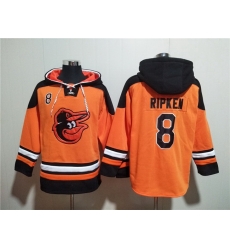 Men Baltimore Orioles 8 Cal Ripken Jr Orange Ageless Must Have Lace Up Pullover Hoodie Men Baltimore Orioles 8 Cal Ripken Jr Orange Ageless Must Have Lace Up Pullover Hoodie