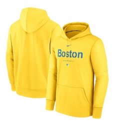 Men Boston Red Sox Gold City Connect Pregame Performance Pullover Hoodie Men Boston Red Sox Gold City Connect Pregame Performance Pullover Hoodie
