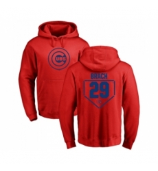 Men Baseball Chicago Cubs 29 Brad Brach Red RBI Pullover Hoodie Men Baseball Chicago Cubs 29 Brad Brach Red RBI Pullover Hoodie