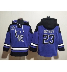 Men Colorado Rockies 23 Kris Bryant Purple Ageless Must Have Lace Up Pullover Hoodie Men Colorado Rockies 23 Kris Bryant Purple Ageless Must Have Lace Up Pullover Hoodie