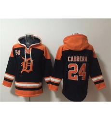 Men Detroit Tigers 24 Miguel Cabrera Black Orange Lace Up Pullover Hoodie Men Detroit Tigers 24 Miguel Cabrera Black Orange Lace Up Pullover Hoodie