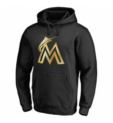 Men MLB Miami Marlins Gold Collection Pullover Hoodie Black Men MLB Miami Marlins Gold Collection Pullover Hoodie Black