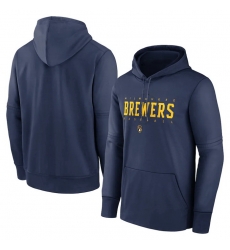 Men Milwaukee Brewers Navy 2022 Therma Performance Pullover Hoodie Men Milwaukee Brewers Navy 2022 Therma Performance Pullover Hoodie