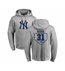 Men MLB Nike New York Yankees 31 Aaron Hicks Gray RBI Pullover Hoodie Men MLB Nike New York Yankees 31 Aaron Hicks Gray RBI Pullover Hoodie