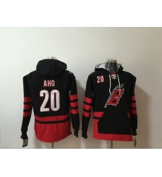 Men Carolina Hurricanes 20 Sebastian Aho Black Stitched Hoodie Men Carolina Hurricanes 20 Sebastian Aho Black Stitched Hoodie