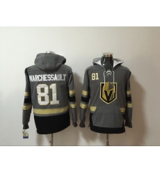 Men Vegas Golden Knights 81 Jonathan Marchessault Gray All Stitched Hooded Sweatshirt Men Vegas Golden Knights 81 Jonathan Marchessault Gray All Stitched Hooded Sweatshirt
