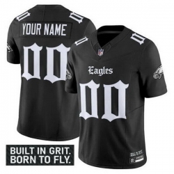 Men Women Youth Philadelphia Eagles Active Player Custom Black 2025 F U S E   27Gothic Philly Edition 27 Vapor Limited Stitched Football Jersey
