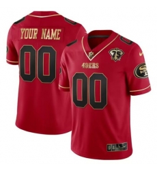 San Francisco 49ers Active Player Custom Red Gold 75th Anniversary Patch Stitched Jersey San Francisco 49ers Active Player Custom Red Gold 75th Anniversary Patch Stitched Jersey