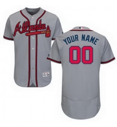 Men Women Youth All Size Atlanta Braves Flex Base Custom Jersey Grey