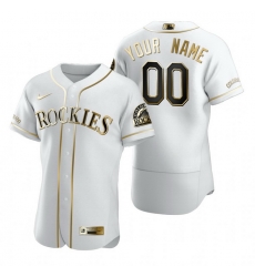 Men Women Youth Toddler All Size Colorado Rockies Custom Nike White Stitched MLB Flex Base Golden Edition Jersey Men Women Youth Toddler All Size Colorado Rockies Custom Nike White Stitched MLB Flex Base Golden Edition Jersey
