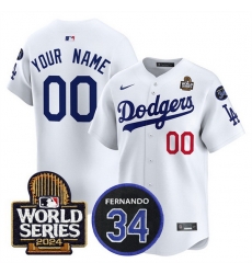 Men Los Angeles Dodgers ACTIVE PLAYER Custom White 2024 World Series With Fernando Memorial Patch Limited Stitched Baseball Jersey Men Los Angeles Dodgers ACTIVE PLAYER Custom White 2024 World Series With Fernando Memorial Patch Limited Stitched Baseball Jersey