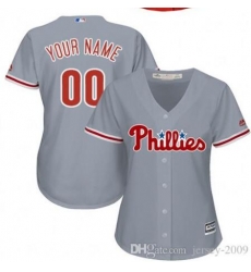 Men Women Youth All Size Philadelphia Phillies Cool Base Custom MLB Jersey Grey Men Women Youth All Size Philadelphia Phillies Cool Base Custom MLB Jersey Grey