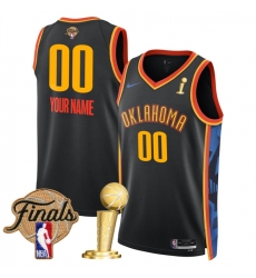 Men Oklahoma City Thunder Active Player Custom Black 2025 Finals Patch And Finals Champions Patch City Edition Stitched Basketball Jersey Men Oklahoma City Thunder Active Player Custom Black 2025 Finals Patch And Finals Champions Patch City Edition Stitched Basketball Jersey