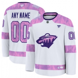 Men Women Youth Minnesota Wild Fanatics 2024 Hockey Fights Cancer Custom Practice Jersey White