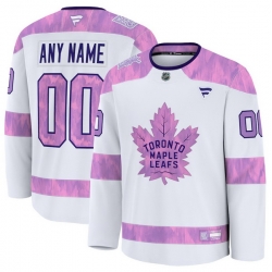 Men Women Youth Toronto Maple Leafs Fanatics White 2024 Hockey Fights Cancer Custom Practice Jersey