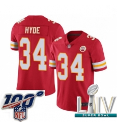 2020 Super Bowl LIV Men Kansas City Chiefs #34 Carlos Hyde Red Team Color Vapor Untouchable Limited Player Football Jersey 2020 Super Bowl LIV Men Kansas City Chiefs #34 Carlos Hyde Red Team Color Vapor Untouchable Limited Player Football Jersey