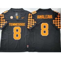 Men Tennessee Volunteers GRAY #8 Nico Iamaleava Black Stitched NCAA Jersey