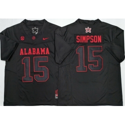 Men Alabama Crimson Tide 15 Ty Simpson Black F U S E Stitched Football Jersey