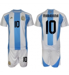Men Argentina 10 Diego Maradona White Blue 2024 25 Home Soccer Jersey Suit Men Argentina 10 Diego Maradona White Blue 2024 25 Home Soccer Jersey Suit