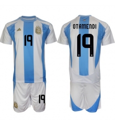 Men Argentina 19 Nicol E1s Otamendi White Blue 2024 25 Home Soccer Jersey Suit Men Argentina 19 Nicol E1s Otamendi White Blue 2024 25 Home Soccer Jersey Suit
