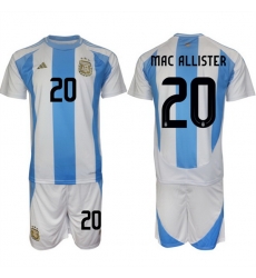 Men Argentina 20 Alexis Mac Allister White Blue 2024 25 Home Soccer Jersey Suit