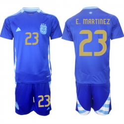 Men Argentina 23 Emiliano Mart EDnez Blue 2024 25 Away SoccerJersey Suit