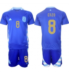 Men Argentina 8 Enzo Blue 2024 25 Away SoccerJersey Suit Men Argentina 8 Enzo Blue 2024 25 Away SoccerJersey Suit