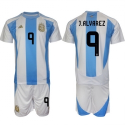 Men Argentina 9 Gabriel Batistuta White Blue 2024 25 Home Soccer Jersey Suit