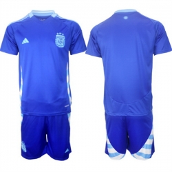 Men Argentina Blank Blue 2024 25 Away SoccerJersey Suit