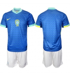 Men Brazil National Football Team Custom Blue 2024 25 Soccer Jersey Suit