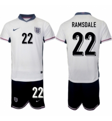 Men England 22 Aaron Ramsdale 2024 25 White Home Soccer Jersey Suit