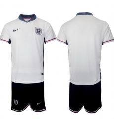 Men England Blank 2024 25 White Home Soccer Jersey Suit