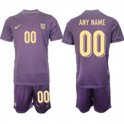 Men England Custom 2024 25 Purple Away Soccer Jersey Suit