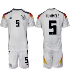 Men Germany 5 Hummels White 2024 25 Home Soccer Jersey Suit Men Germany 5 Hummels White 2024 25 Home Soccer Jersey Suit