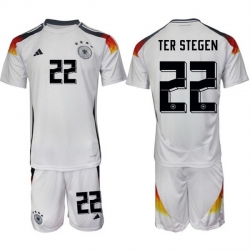 Men Germany Germany 22 Ter Stegen White 2024 25 Home Soccer Jersey Suit