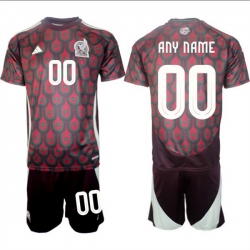 Men Mexico Team Custom 2024 25 Burgundy Home Soccer Jersey Suit