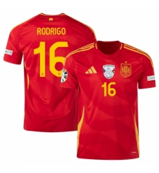 Men Spain Team 16 Olivia Rodrigo Scarlet 2024 Home Soccer Jersey