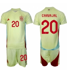 Men Spain Team 20 Dani Carvajal 2024 25 Yellow Away Soccer Jersey Suit
