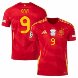 Men Spain Team 9 Gavi Scarlet 2024 Home Soccer Jersey