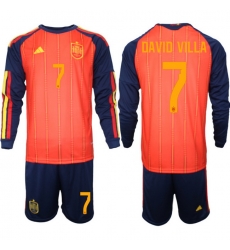 Spain 2026 FIFA World Cup Soccer Jersey Red LONG #7 DAVID VILLA Spain 2026 FIFA World Cup Soccer Jersey Red LONG #7 DAVID VILLA