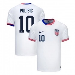 Men American Team 10 Christian Pulisic 2024 25 Home Soccer Jersey Suit