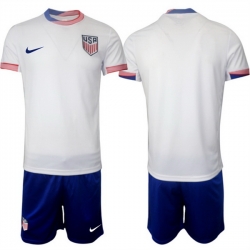 Men American Team Custom 2024 25 White Home Soccer Jersey Suit
