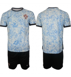 Men Portugal Team Blank 2024 25 White Blue Away Soccer Jersey Suit Men Portugal Team Blank 2024 25 White Blue Away Soccer Jersey Suit