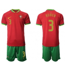 Portugal 2022 World Cup Soccer Jersey #3 RUBEN RED Portugal 2022 World Cup Soccer Jersey #3 RUBEN RED