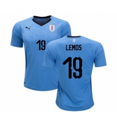 Uruguay #19 Lemos Home Soccer Country Jersey Uruguay #19 Lemos Home Soccer Country Jersey