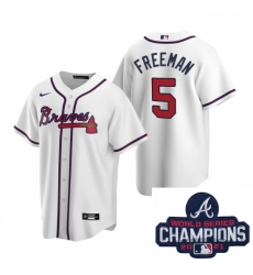 Men Nike Atlanta Braves 5 Freddie Freeman White Home Stitched Baseball Stitched MLB 2021 Champions Patch Jersey Men Nike Atlanta Braves 5 Freddie Freeman White Home Stitched Baseball Stitched MLB 2021 Champions Patch Jersey